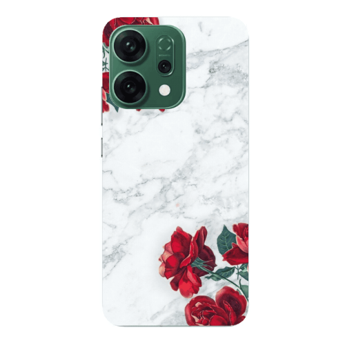 Oppo RENO 14 red roses marble Transparent Silicone TPU Θήκη